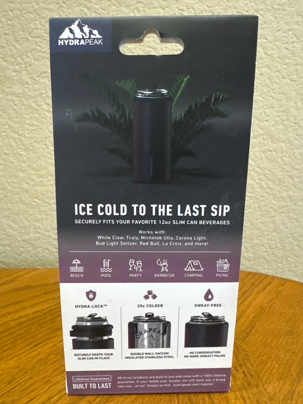 Hydrapeak Slim Can Cooler – Keeps Drinks Cold for 12 Hours | Purple Rainbow