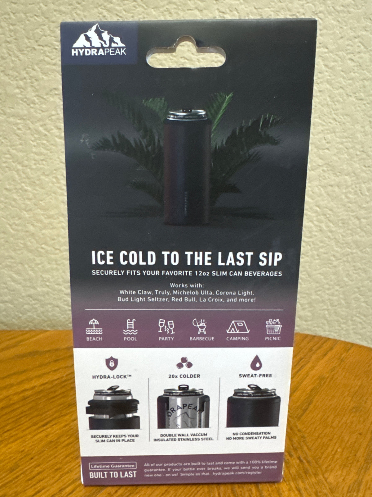 Hydrapeak Slim Can Cooler – Keeps Drinks Cold for 12 Hours | Purple Rainbow